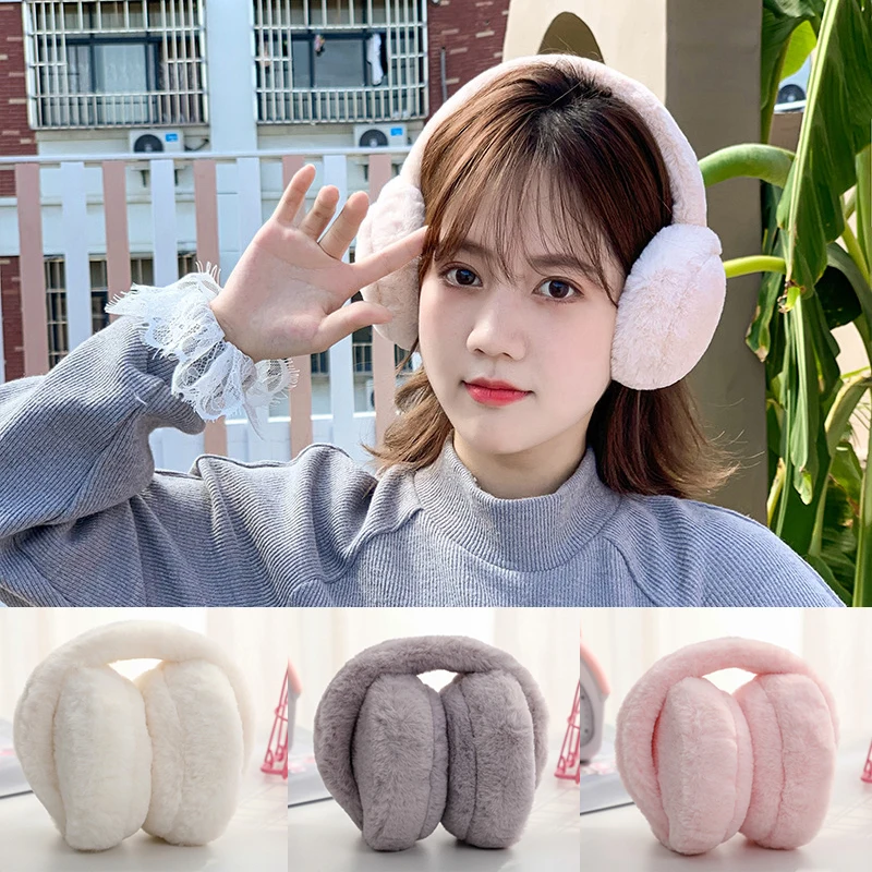 

Winter Warm Earmuffs Plush Fur Headphones Fashion Women Ear Warmer Solid Color Girls Headband Ear Muff Keep Ear Warm Cover