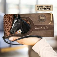 luxury brand purse for girls women elegant animal horse print small money bag leather bussiness card holder water proof clutches