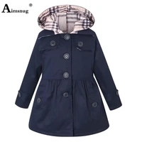 children long trench coats kids clothing 2021 fashion plaid windbreaker autumn hooded jacket girls patchwork tops outerwear
