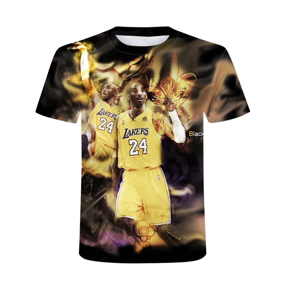 

European and American trend Kobe Bryant digital printing 3D T-shirt fashion men's and women's round neck short sleeve