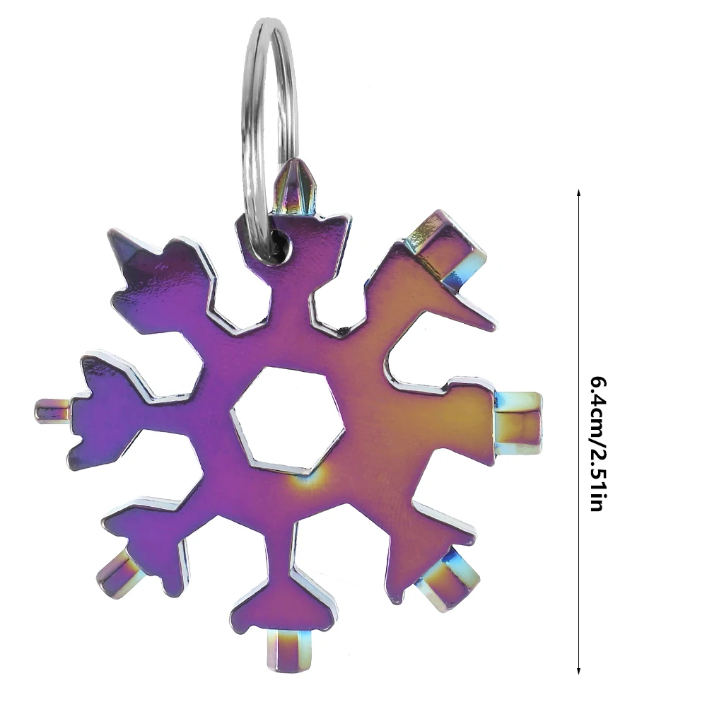

18 in 1 Snowflake Keychain Stainless Multi-tool Snowflake Wrench Pocket Screwdriver Bottle Opener Wrench Outdoor Camping Tool