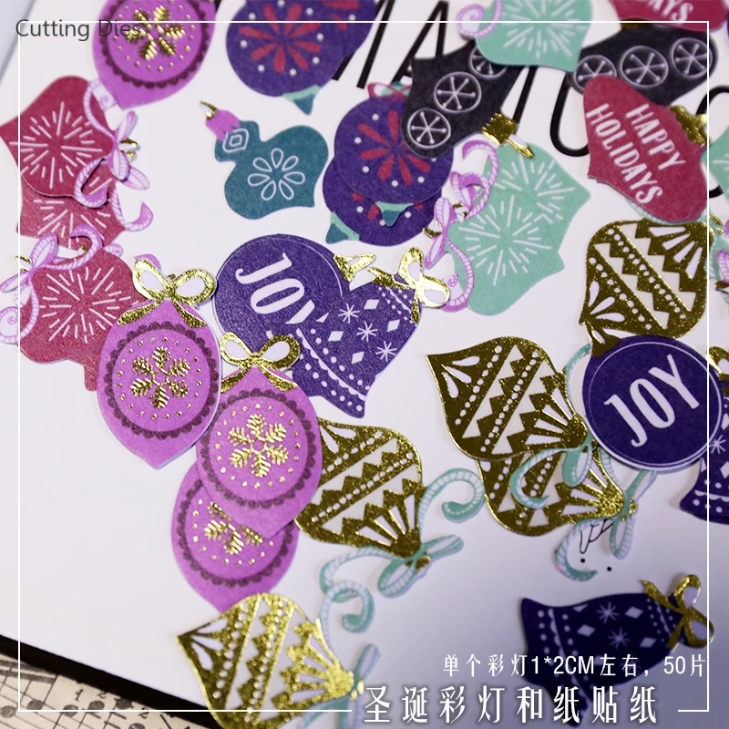 50 шт./лот Рождественская бумажная наклейка из фольги для скрапбукинга счастливый