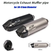 moto exhaust muffler pipe removable db killer carbon fiber stainless steel link 38 51mm motorcycle tail silencer system silp on