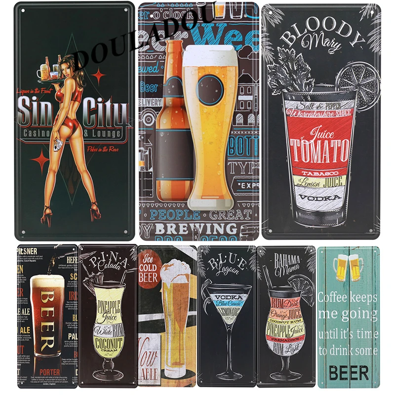 

[Douladou] Cold Beer Home Decor Painting Plaques Art Poster Bar Pub KTV Vintage Metal Tin Signs Store Wall Sticker 30x15CM
