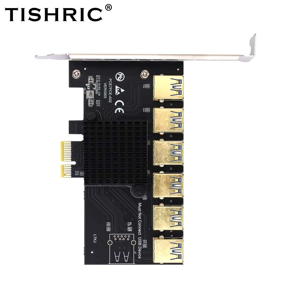 TISHRIC PCIE Multiplier 1X To 6 Slot USB Expansion Card USB3.0 Riser 009s 010 Extender Converter For BTC Miner Mining | Компьютеры и