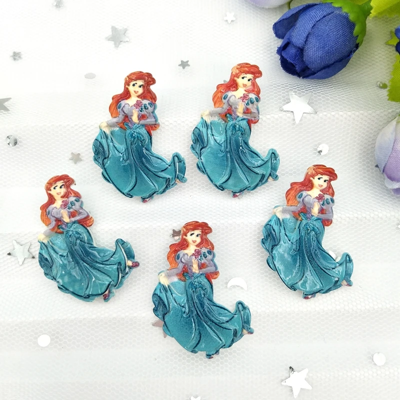 10pcs new Flat back resin princess Children send hair clips Miniature Pattern Applique DIY Home Decor Scrapbook Craft - Цвет: Синий