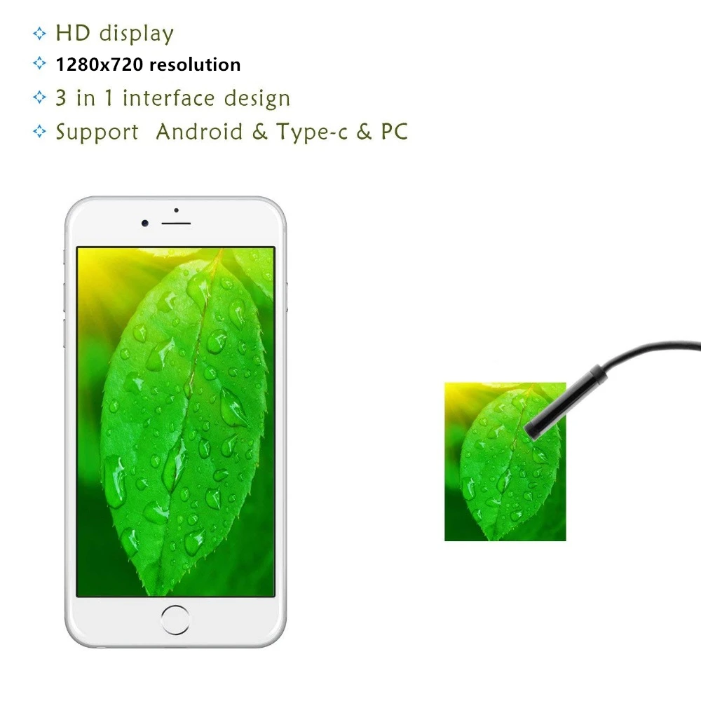 3 в 1 USB эндоскоп 720P бороскоп Инспекционная камера для Android тип-c ПК Жесткий/мягкий кабель Водонепроницаемый Змея камера