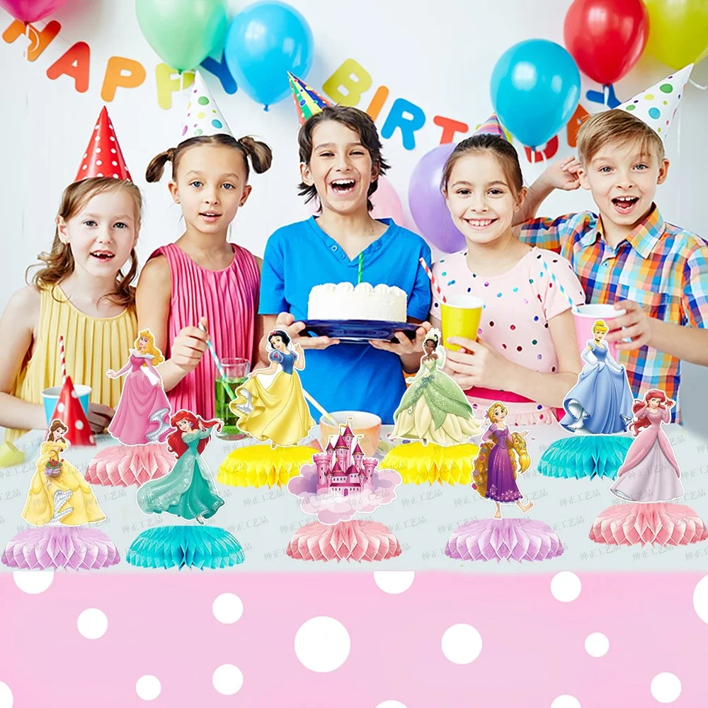 9pcs Disney Princess Honeycomb Ball Desktop Decoration Paper Fan Kids Birthday Party Baby Shower Toys | Дом и сад