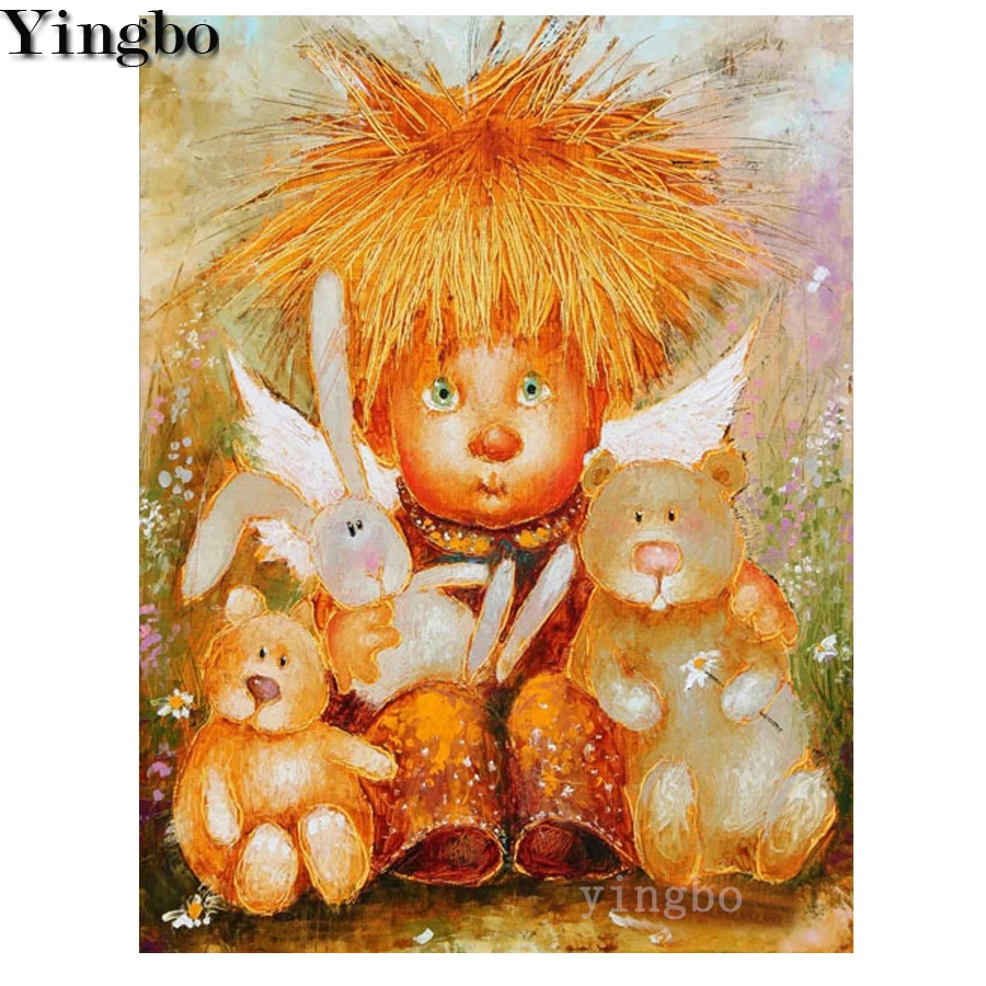 Полная квадратная круглая Алмазная вышивка русская ангел кукла 5d алмазная