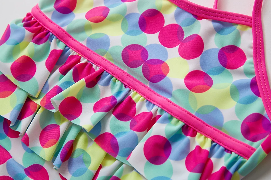 2019 Одна деталь рюшами Стильный купальный костюм для девочек 3-10years цельный ванный