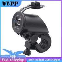 wupp waterproof handlebar type dual usb mobile phone charger fixed car charger for rider car suitable for 1224v motorcycle atv