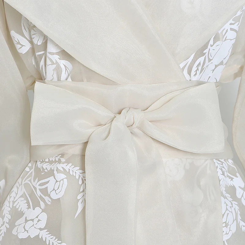 Europe and America 2020 summer new style niche style sexy V-neck lantern sleeves heavy embroidery thin retro blouse shirt women