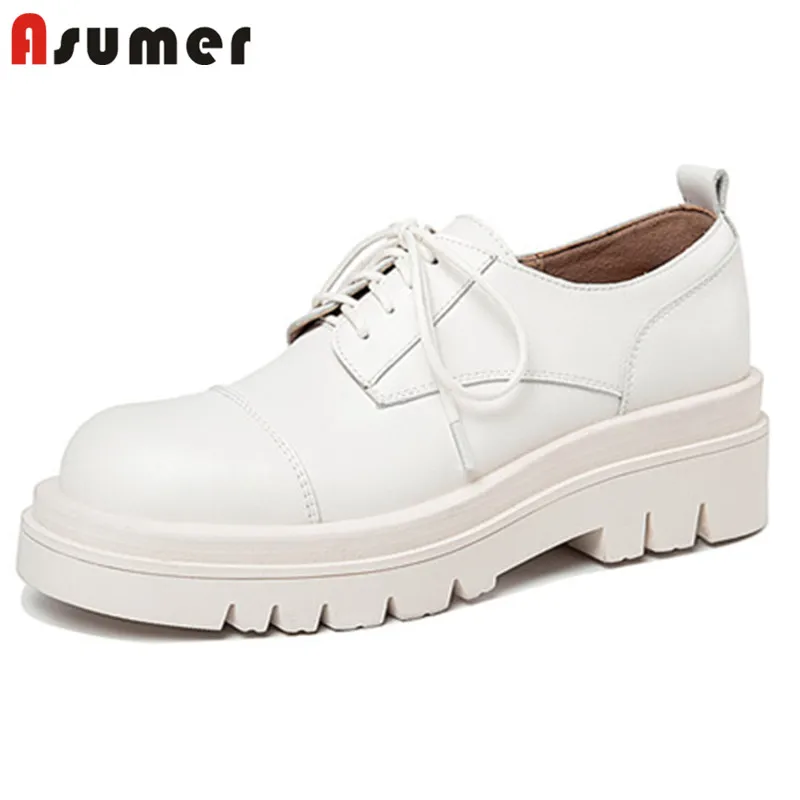 

Женские туфли-лодочки Asumer, из натуральной кожи, на платформе, повседневные, в стиле панк, 2021