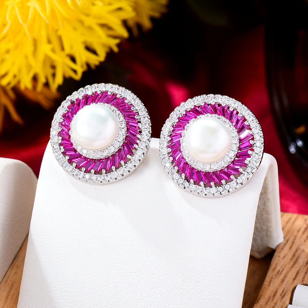 

GODKI Famous Imitation Pearl Cubic ZirconiaStud Earrings for Women Fashion Engagement Party Jewelry pendientes mujer moda 2022