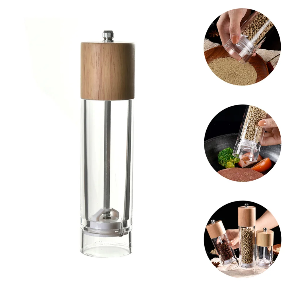 

Refillable Pepper Grinder Acrylic Fineness Adjustable Manual Spice Grinder