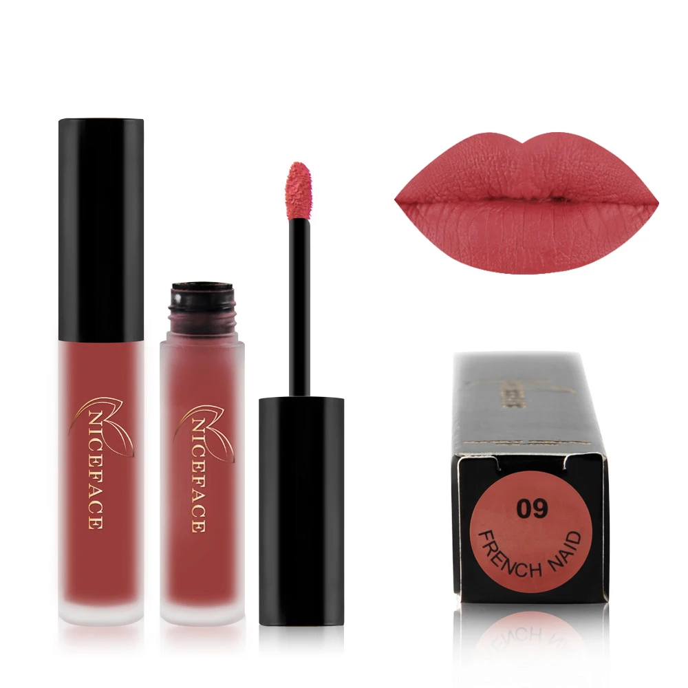 

NICEFACE Lipstick Waterproof Long Lasting Matte Moisturizing Lipgloss Shimmer Mental Beauty Lip Gloss Nude Beauty Red Lip Tint M