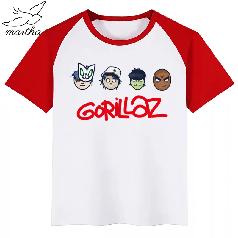 Мультяшным принтом Gorillaz футболка с из мультфильма Рисунок забавные детские