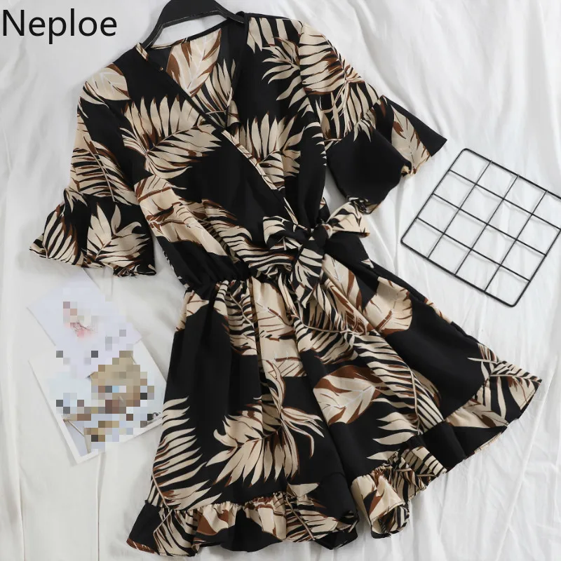 Neploe Boho Цветочный принт Комбинезоны женские шифоновые с v образным вырезом