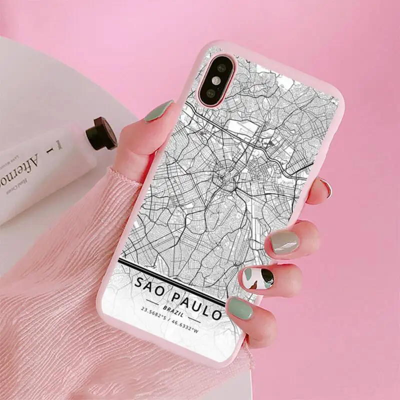 

London Country Sketch City Map Phone Case Candy Color for iPhone 6 7 8 11 12 s mini pro X XS XR MAX Plus