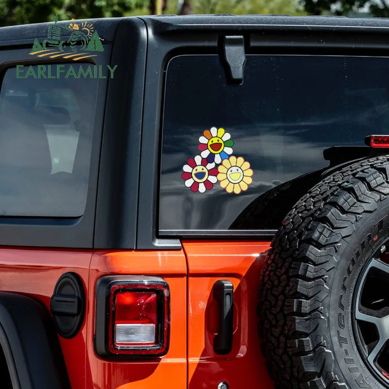 EARLFAMILY 13 см x 11 9 для TAKASHI MURAKAMI Rainbow Daisy Flower оригинальная наклейка s виниловая