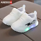 Детские светящиеся кроссовки, повседневная обувь со светодиодной подсветильник кой, размеры 21-30