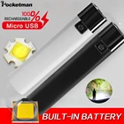 Pocketman USB перезаряжаемая вссветильник s белаячерная мини-вссветильник s фонарь со встроенным аккумулятором карманная вспысветильник
