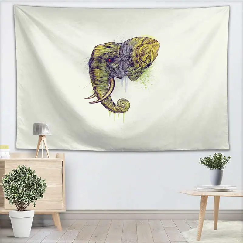 На заказ слон гобелен животные настенный декоративный домашний, мебельно-декоративная ткань прямоугольник спальня настенный ковер на стену с рисунком 140X250 см - Цвет: Tapestry 16
