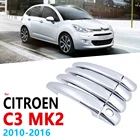 Хромированную ручку Накладка для Citroen C3 Mk2 2010  2016 4-для двери автомобиля Elantra Accent Tucson аксессуары наклейки для укладки волос 2009 2010 2011 2012 2013 2014 2015