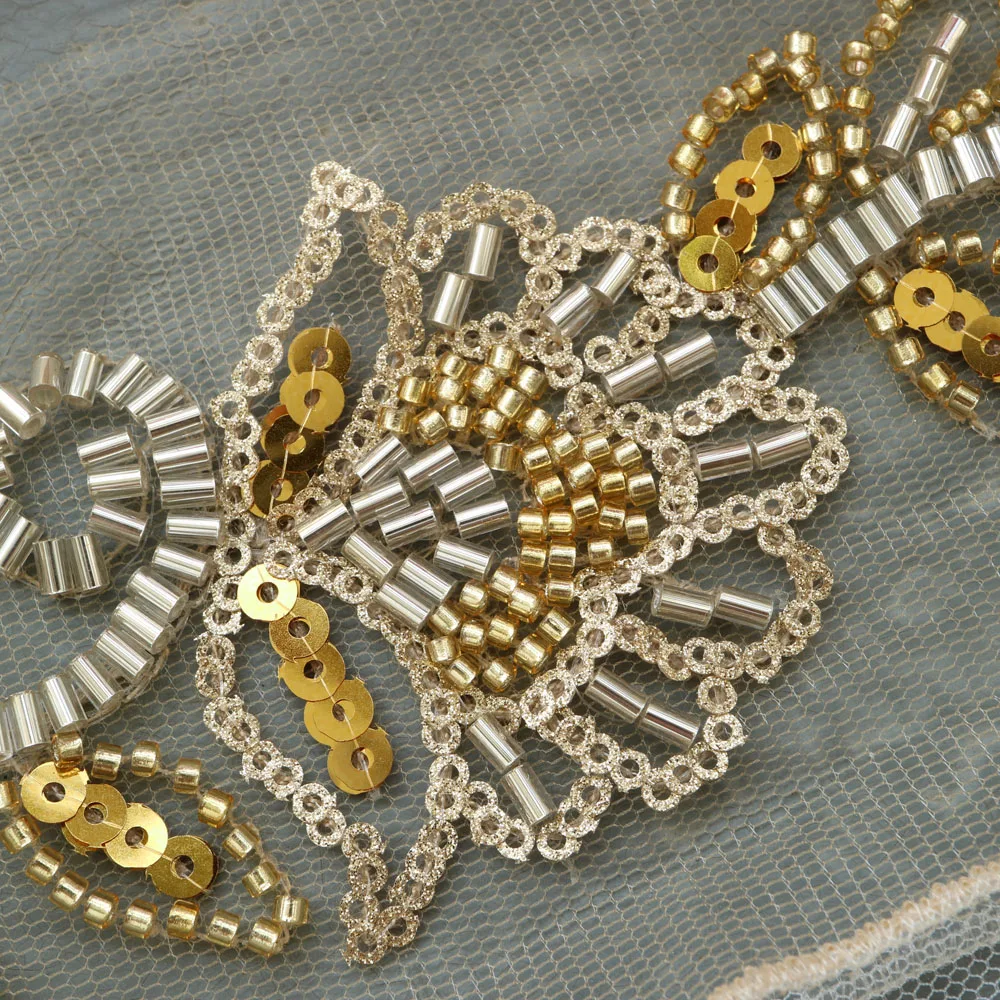 Кружевная отделка для одежды с блестками и цветами 1 ярд | Дом сад