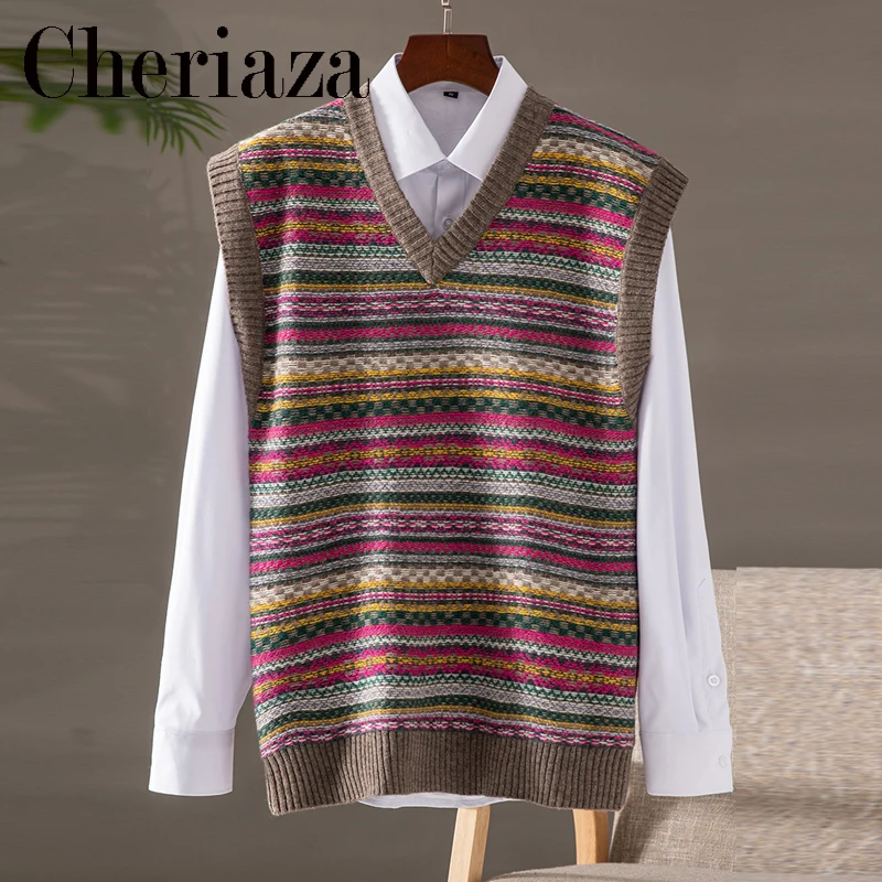 

Жилет Мужской трикотажный из смеси шерсти, с V-образным вырезом