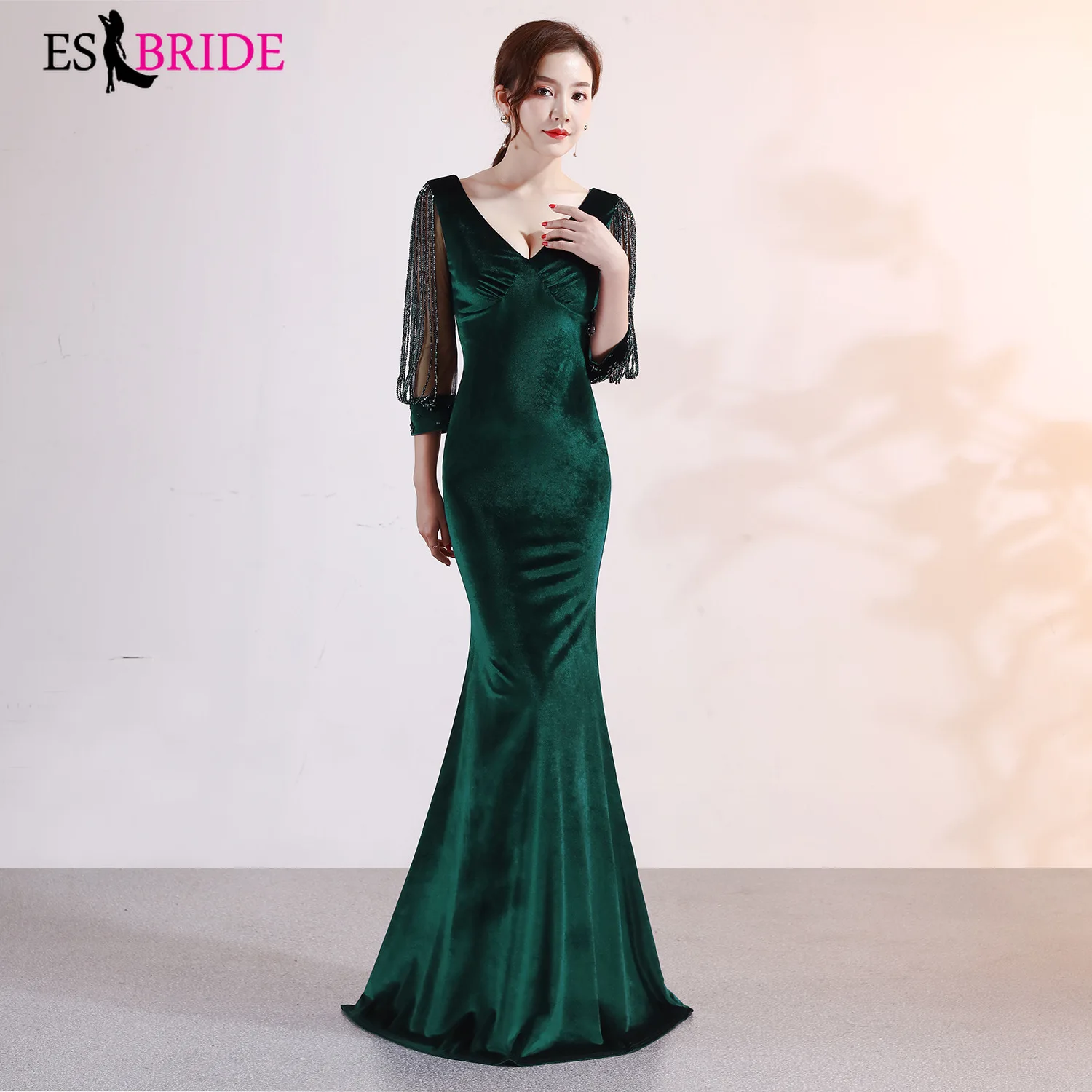 Женское велюровое вечернее платье Robe De Soiree Элегантное Длинное бархатное с