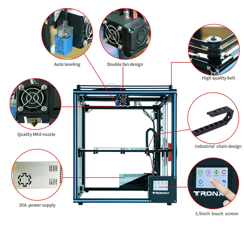 Tronxy Модернизированный автоматический уровень X5SA 3d принтер DIY наборы сенсорный экран большой размер печати 330*330*400 мм Корабль из США Россия Италия
