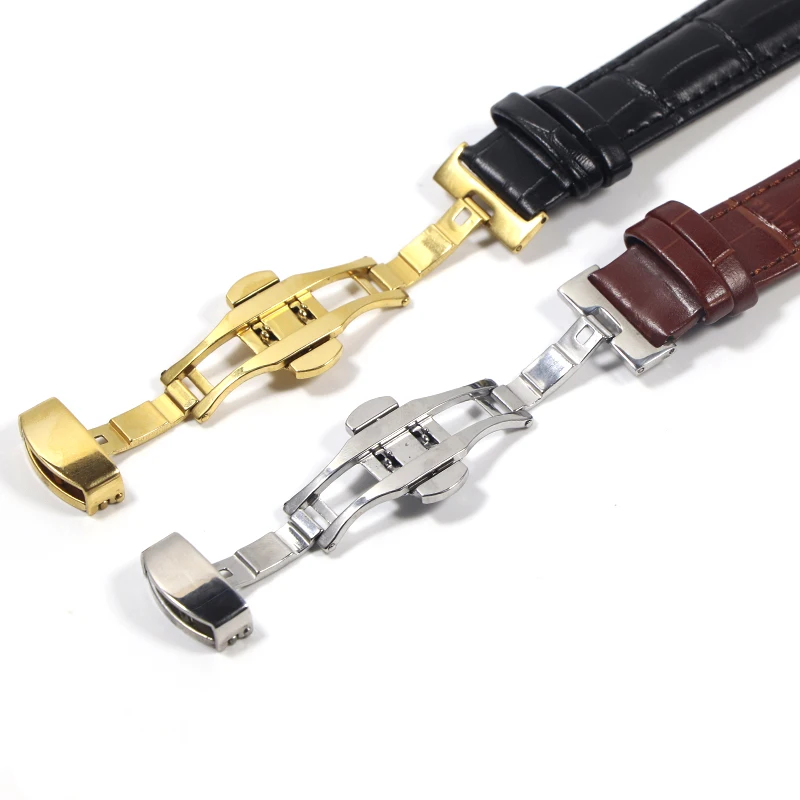 Calfskin Genuine Cow Leather Watchband Belt For Watch Strap Bracelets Butterfly Buckle Replacement 18mm 20mm 22mm 24mm