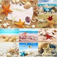 5d diy diamond painting starfish shell beach embroidery full round square drill cross stitch kits mosaic picture home decoration