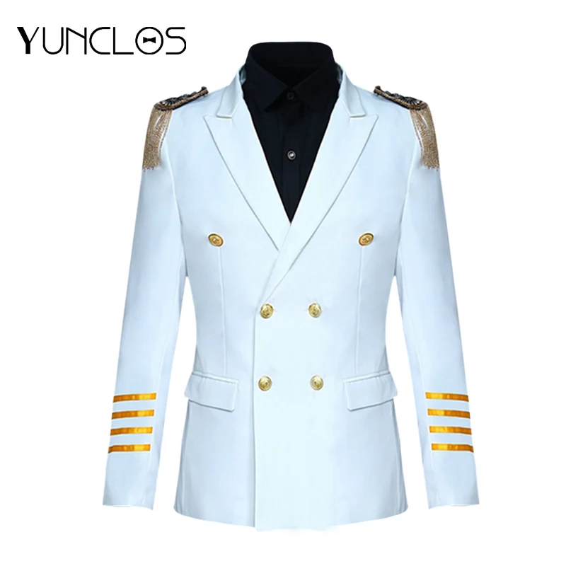 Костюм BL-Captain мужской из 2 предметов (пиджак + брюки) двубортный костюм с эполетами