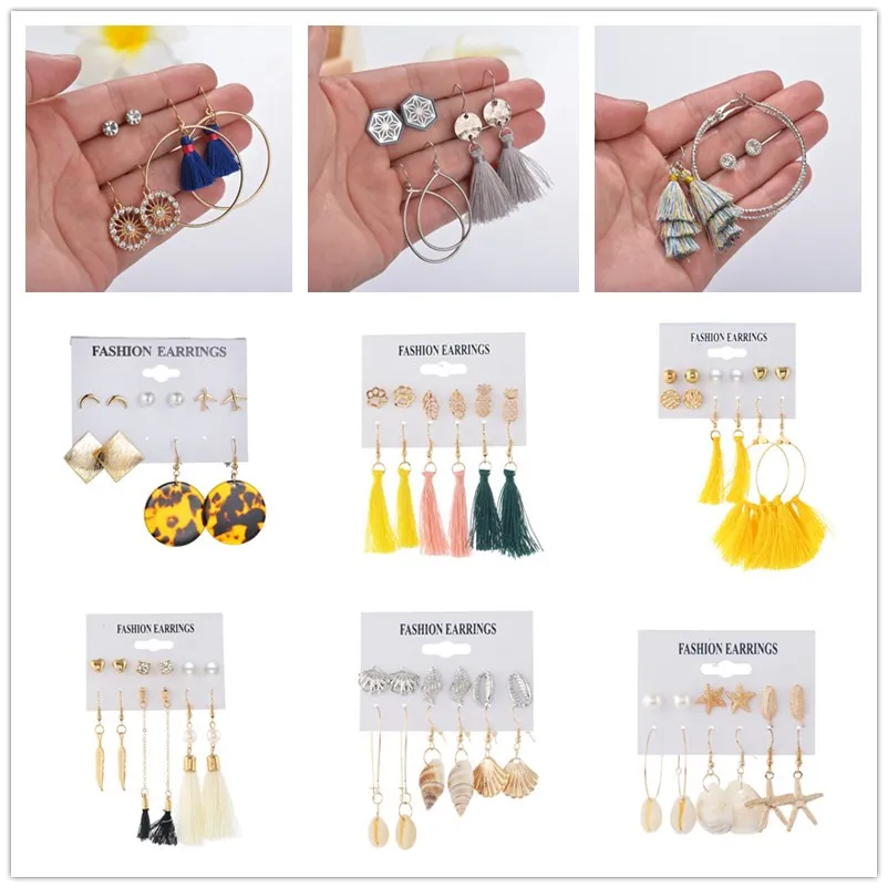 Новинка 2019 Винтажные серьги с кисточками наборы для женщин и девушек