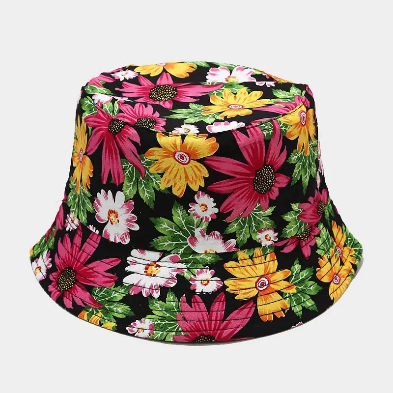 

2020 Cotton Flower Print Bucket Hat Fisherman Hat Outdoor Travel Hat Sun Cap Hats for Men and Women 222