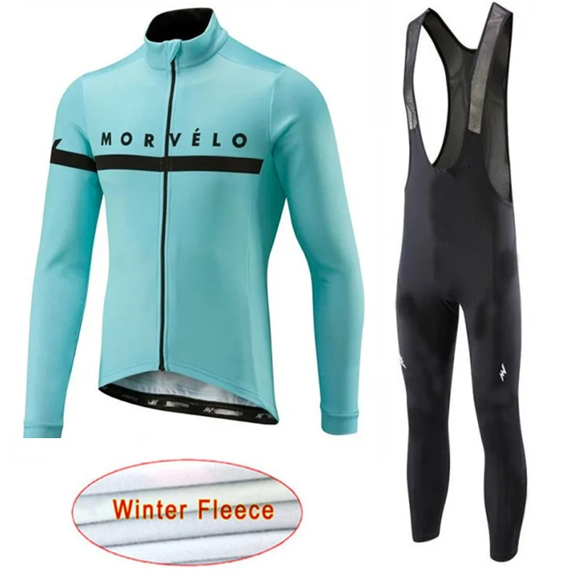 Morvelo тепловой флис мужской зимний Велоспорт Джерси Набор Ropa Ciclismo Invierno супер теплый Bkie одежда длинный 9D гелевый коврик