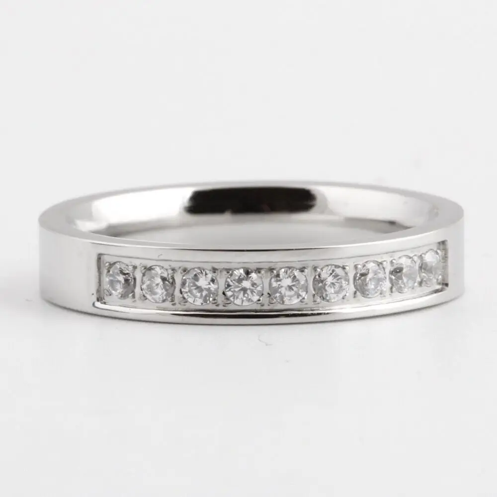 Classic Wedding Finger Ring stainless steel Rings with Zircon 5mm Width Fashion Jewelry | Украшения и аксессуары