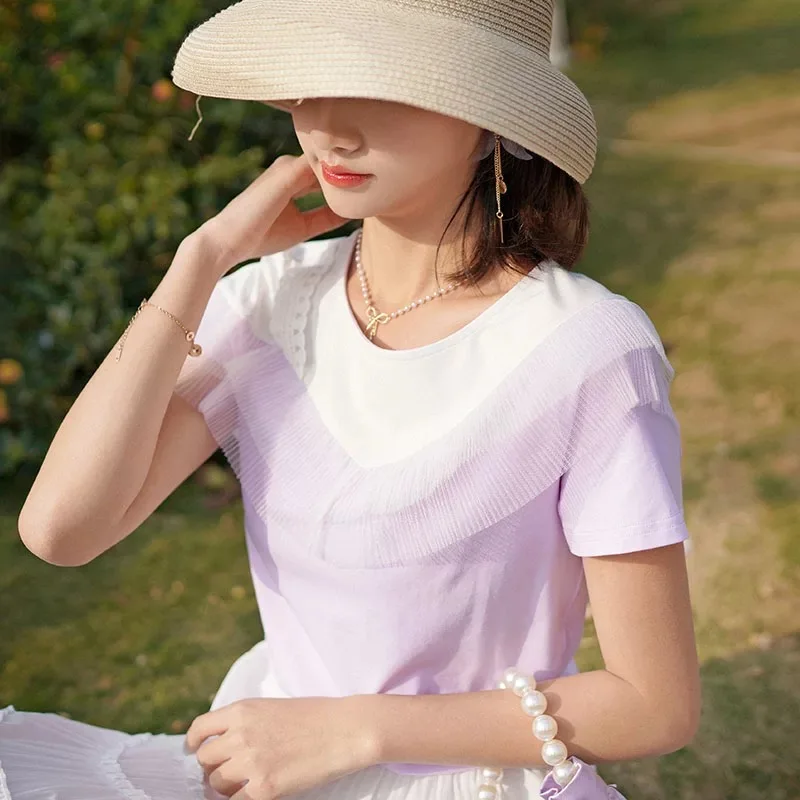 

2021 tees women clothe purpel Summer Fashion T Shirt Women Woman Tshirt