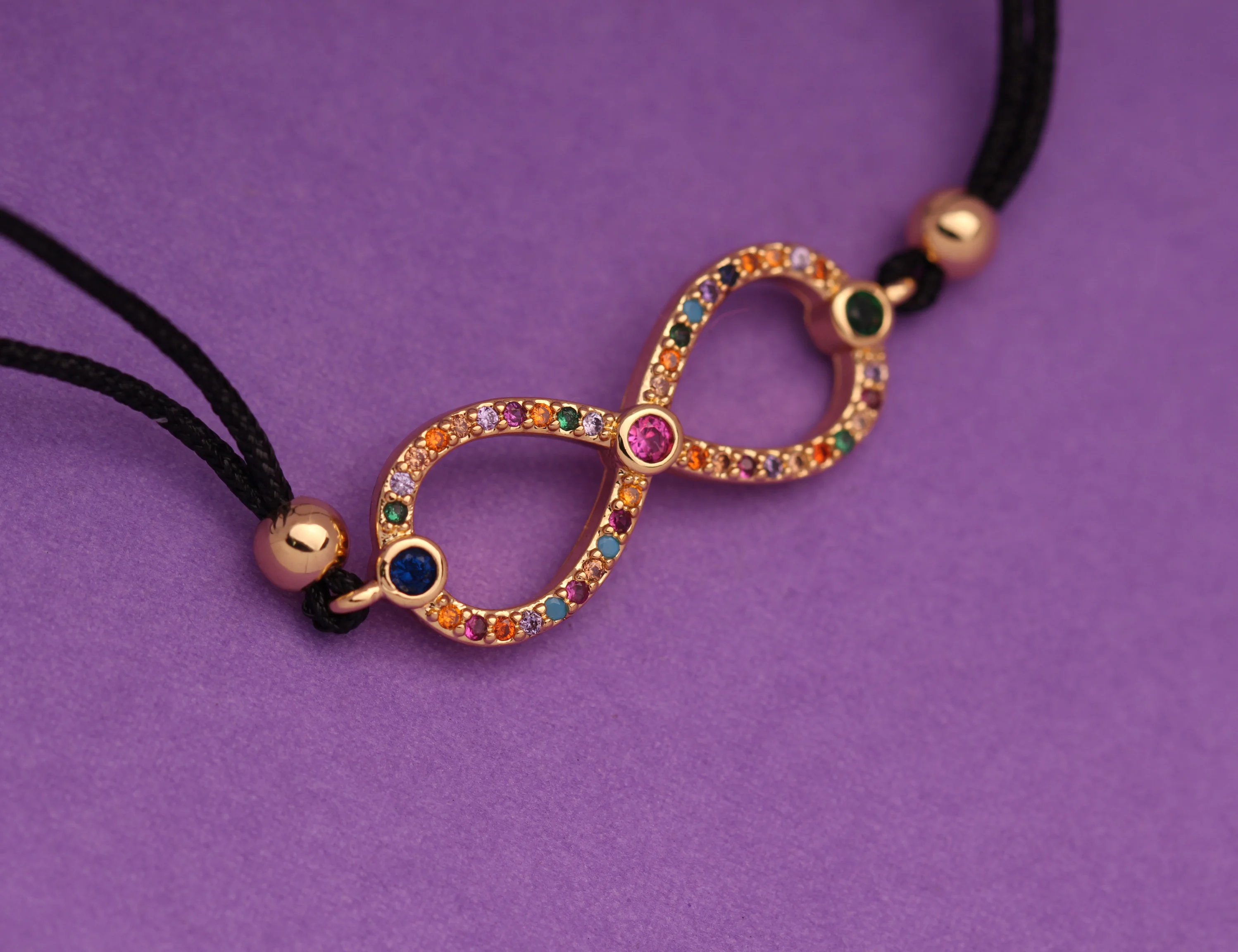 Блестящий разноцветный браслет с кубическим цирконием латунь бесконечность