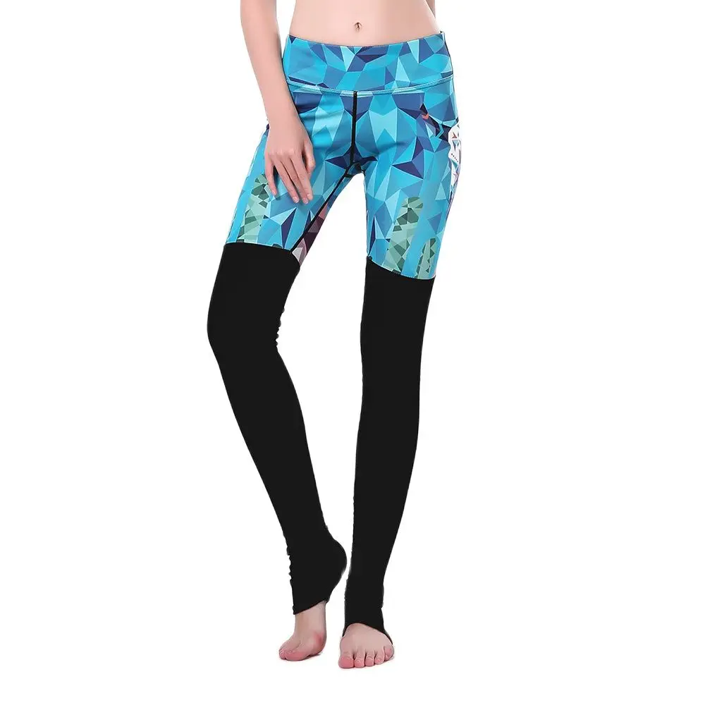 Лидер продаж Женские Черные Леггинсы для йоги и фитнеса с синим цветочным