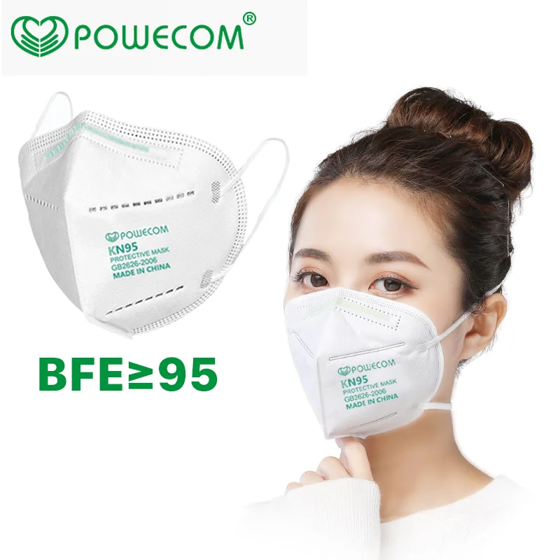 

Stock KN95 POWECOM Spot Mascarillas Face Masks Adult Mouth Masks Face Mask Safety PM2.5 Protective 95% Filtration Mouth Muffle