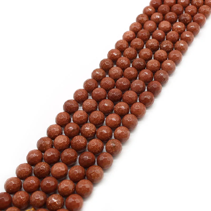 

Natural Stone Faceted Gold Sand Beads For Jewelry Making 4 6 8 10 12mm Spacer Loose Beads Diy Necklace Bracelet Accessories 15''
