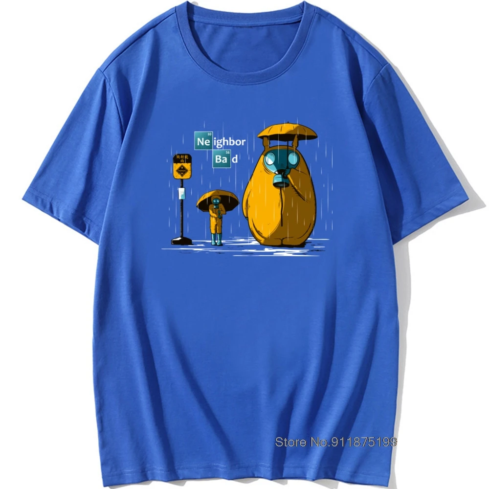 Japan Anime T-shirt Men Breaking Neighbor Funny Tees Mens Cotton T Shirts Breaking Bad Tops Neighbor Totoro Tshirt Raining Day