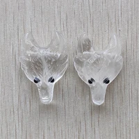 good quality natural white crystal carved wolf head charms pendants for jewelry accessories making wholesale 2pcs free shipping