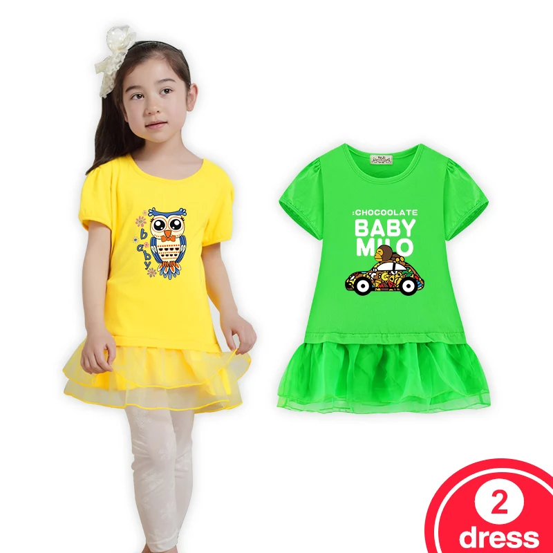 Футболки Платья для девочек детская одежда 5 лет хлопок короткий рукав дети панда