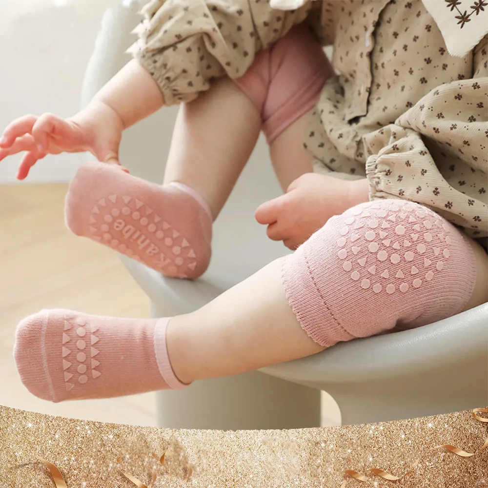 

Summer Baby Knee Pads Socks Set Solid Color Anti Slip Socks Kneecap Kid Crawling Safety Floor Socks Knee Protector for Girls Boy
