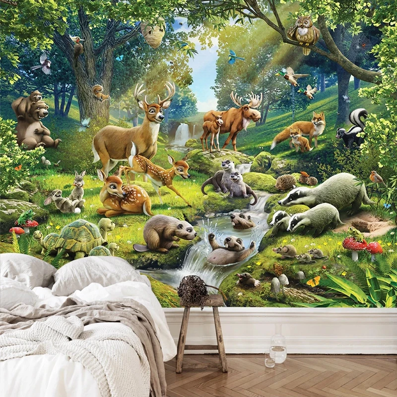 Самоклеящиеся водонепроницаемые Настенные обои на заказ 3D Животные мир мира лес