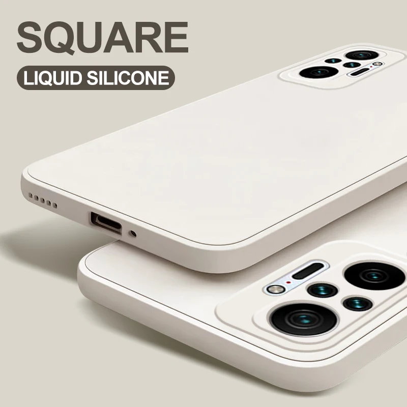 for Redmi Note 10 Note10 Pro Max 10s Case Square Liquid Silicone Soft Cover For Xiaomi | Мобильные телефоны и аксессуары